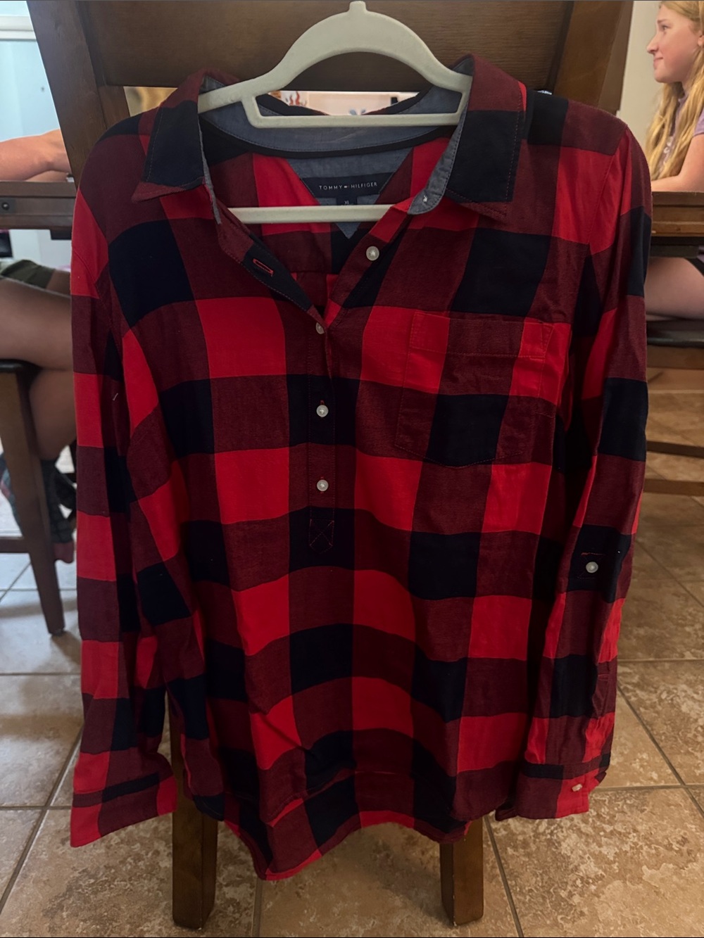 Tommy Hilfiger Red and Black Buffalo Plaid Button-Down Shirt